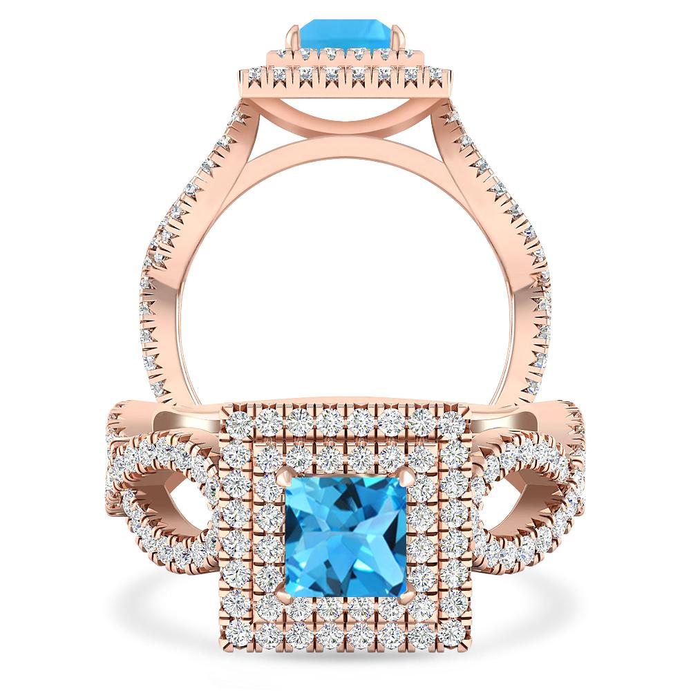 Rose Gold - Blue Topaz