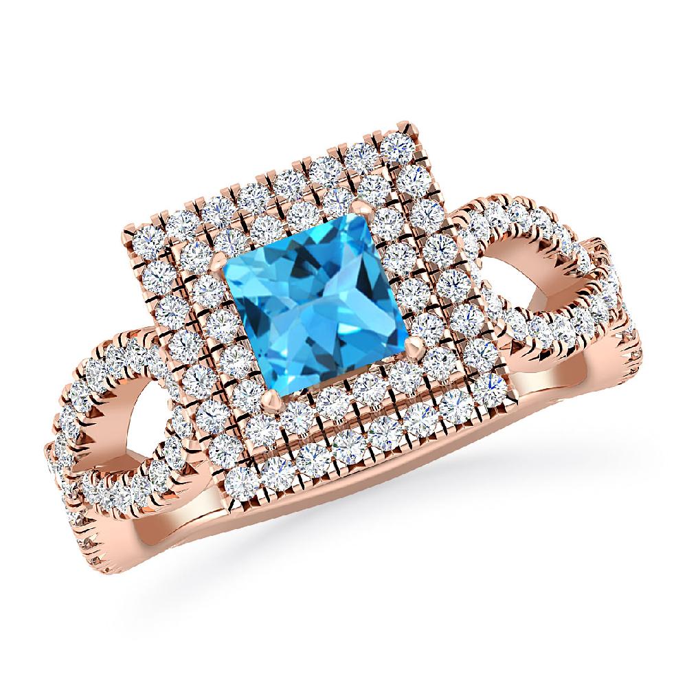 Rose Gold - Blue Topaz