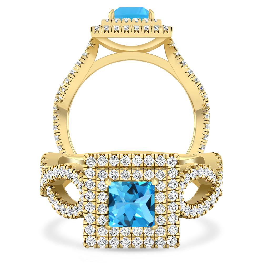 Yellow Gold - Blue Topaz