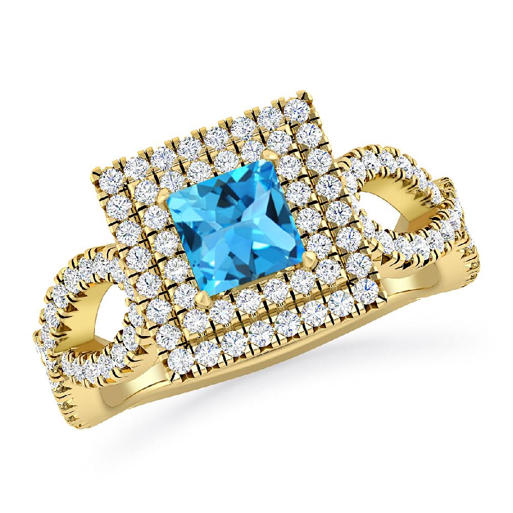 Yellow Gold - Blue Topaz