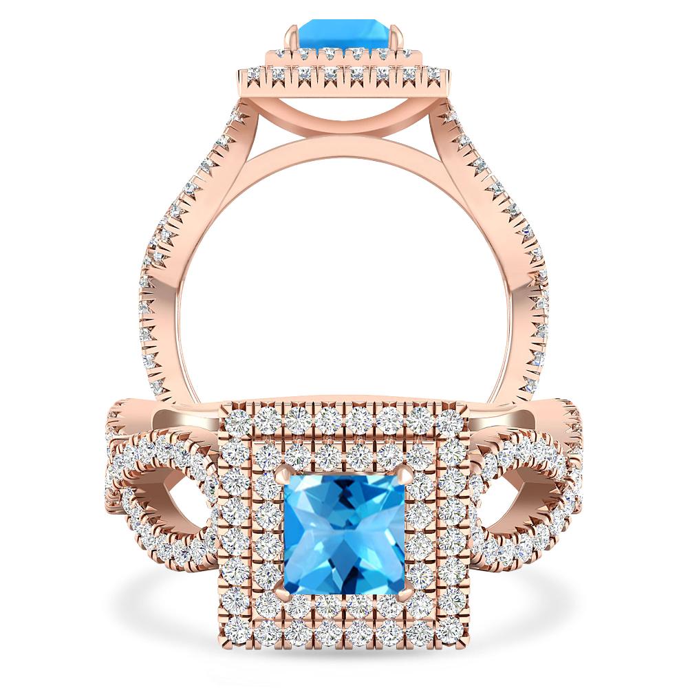 Rose Gold - Blue Topaz