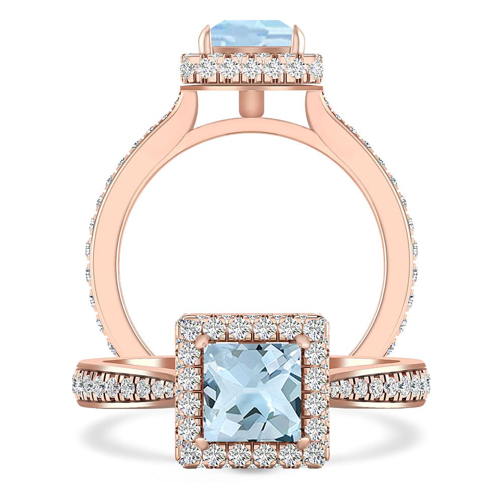 Rose Gold - Aquamarine