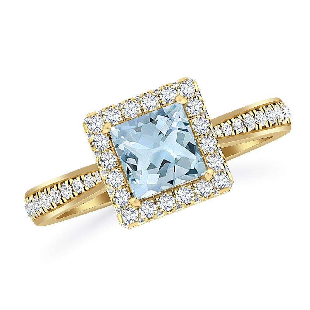 Yellow Gold - Aquamarine