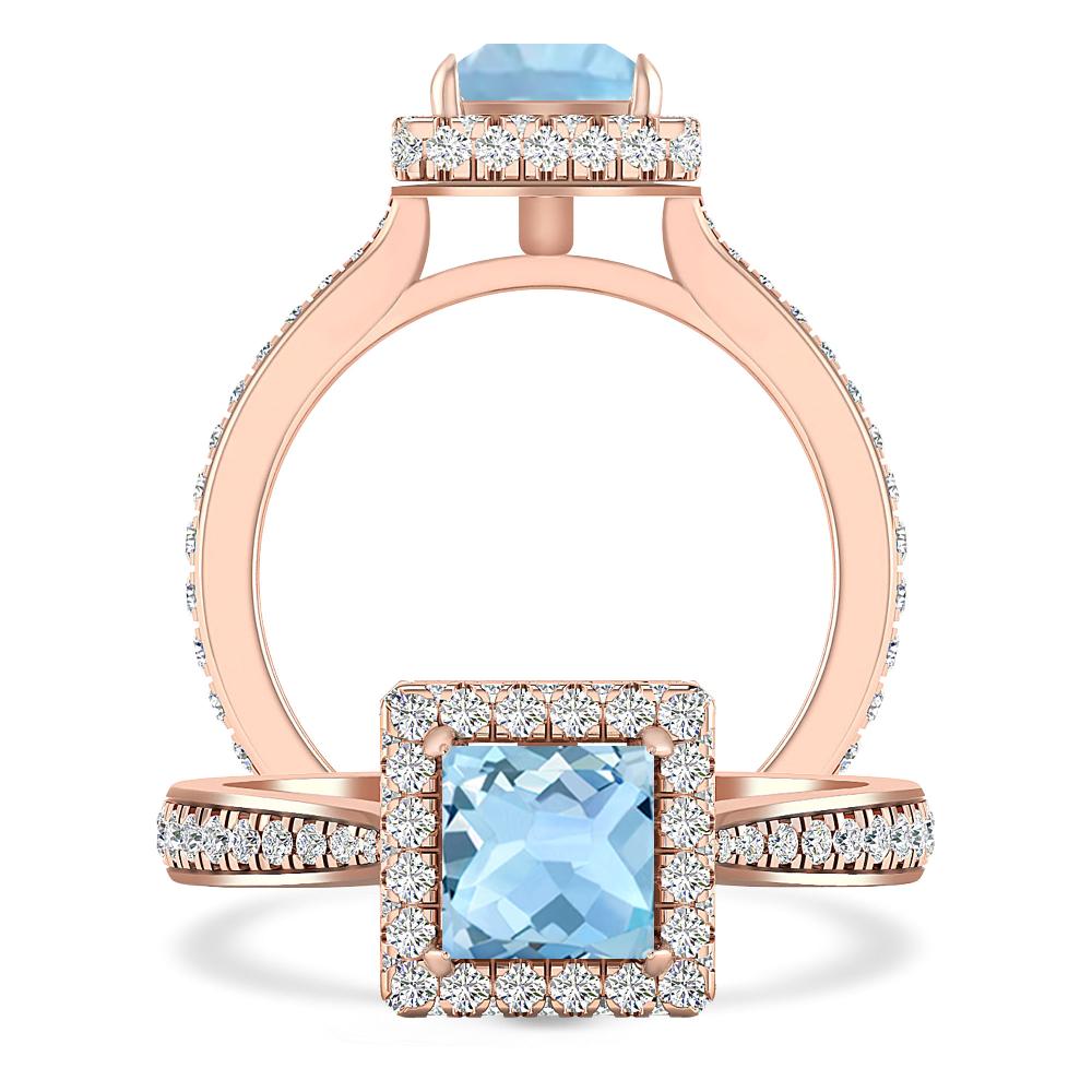 Rose Gold - Aquamarine