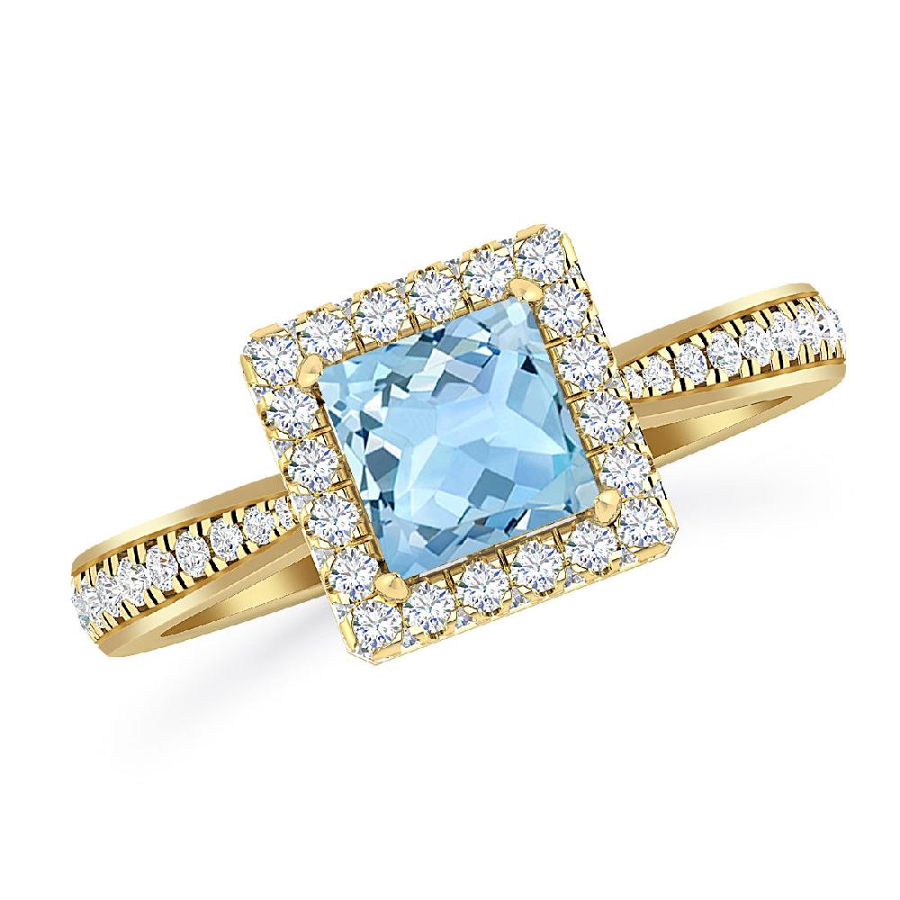 Yellow Gold - Aquamarine