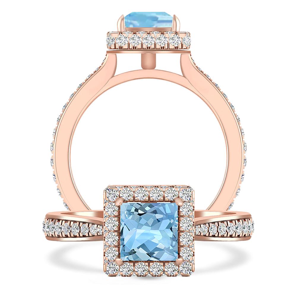 Rose Gold - Aquamarine