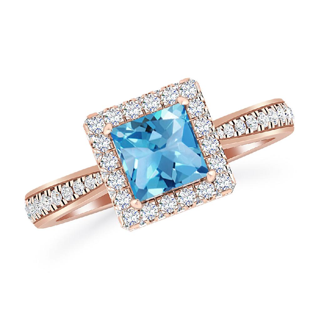 Rose Gold - Blue Topaz