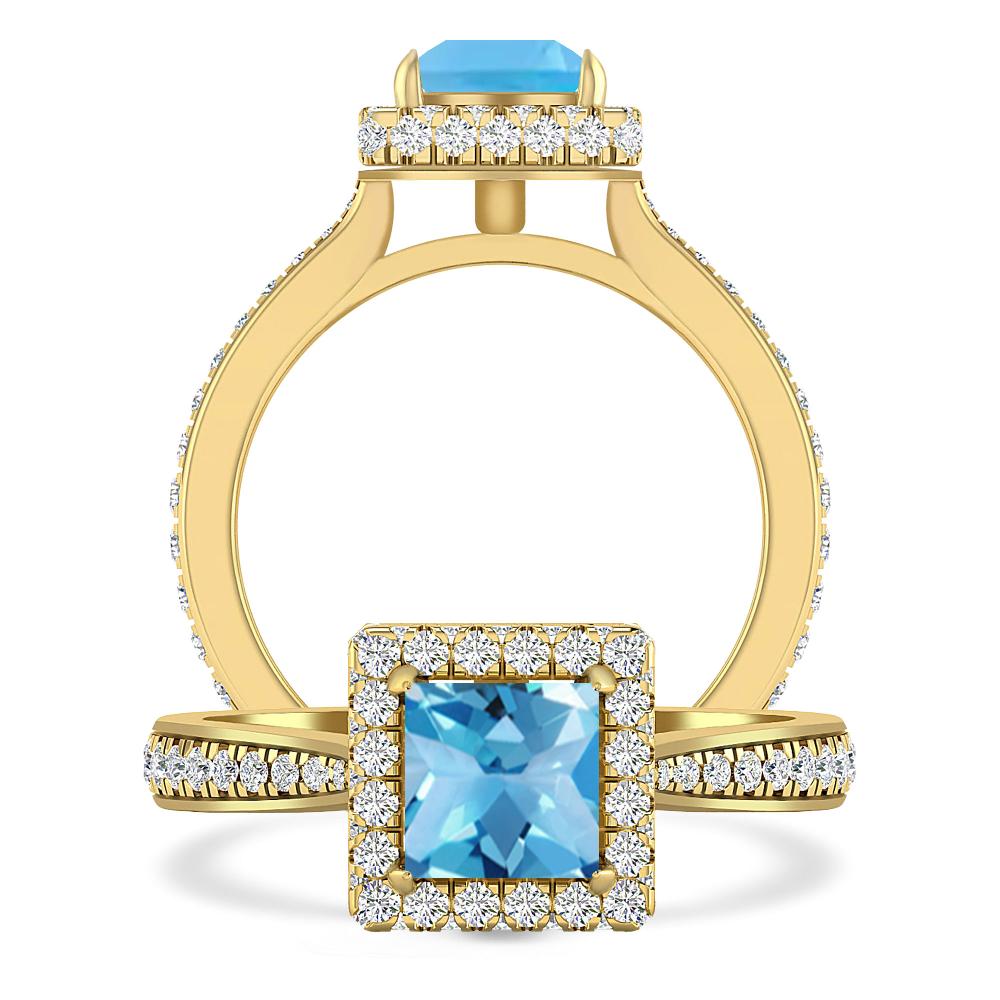 Yellow Gold - Blue Topaz