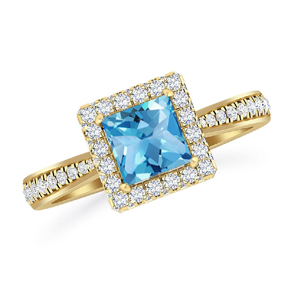 Yellow Gold - Blue Topaz