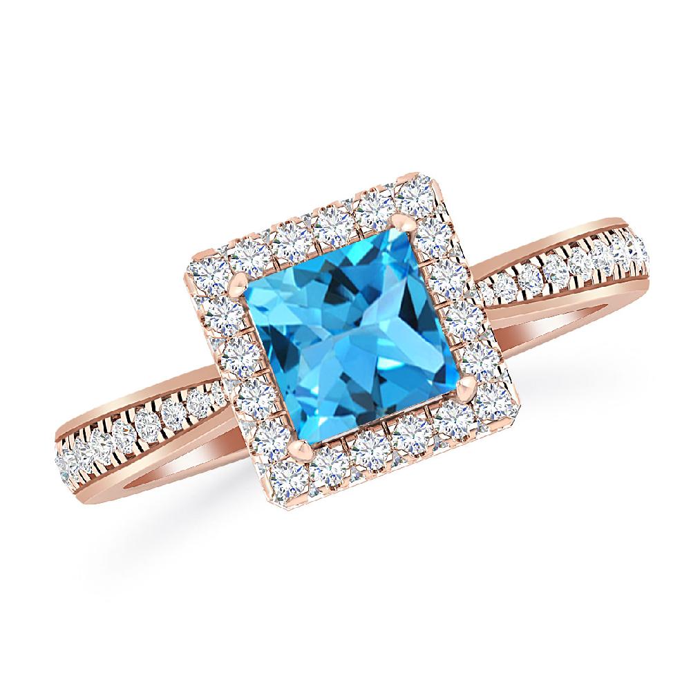 Rose Gold - Blue Topaz