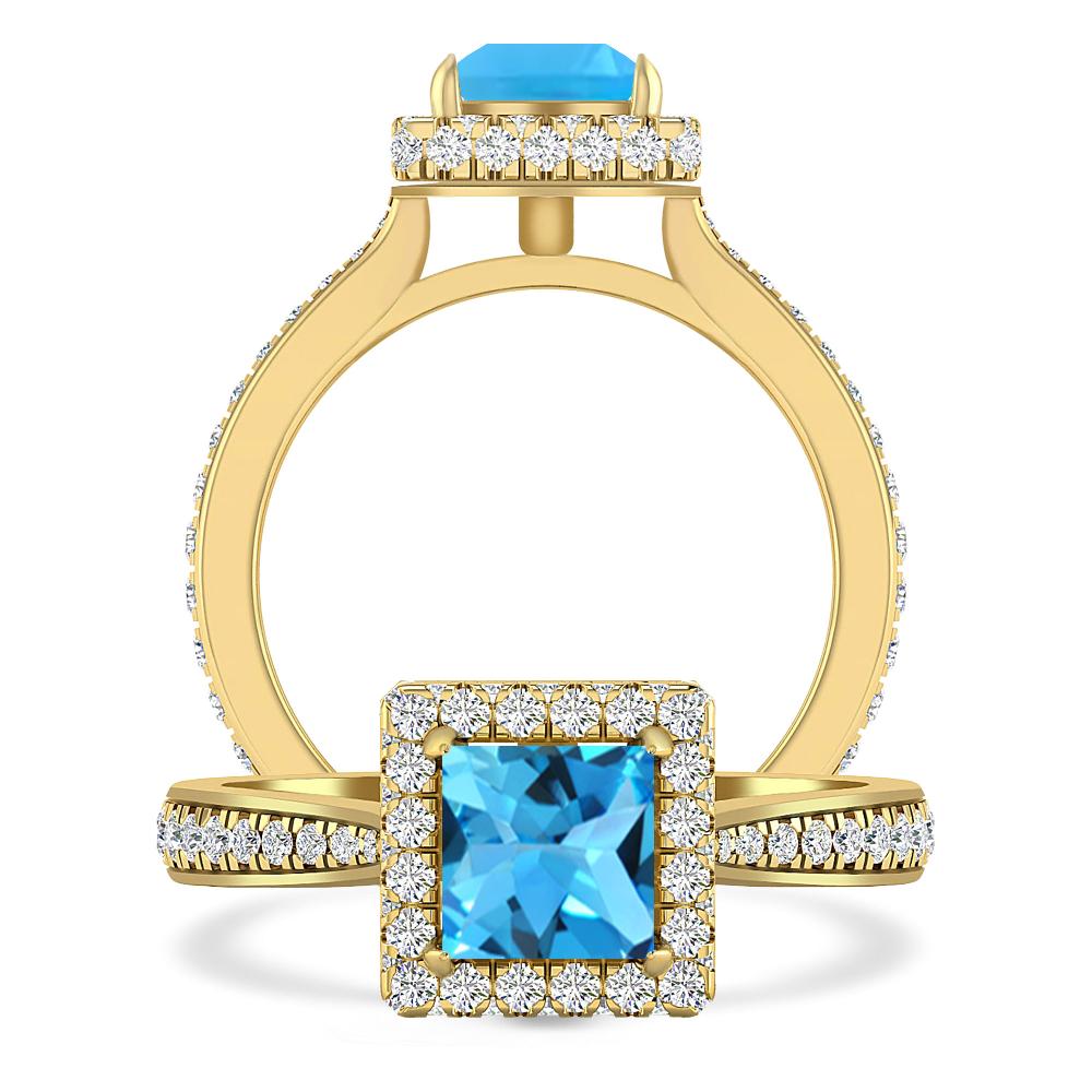 Yellow Gold - Blue Topaz