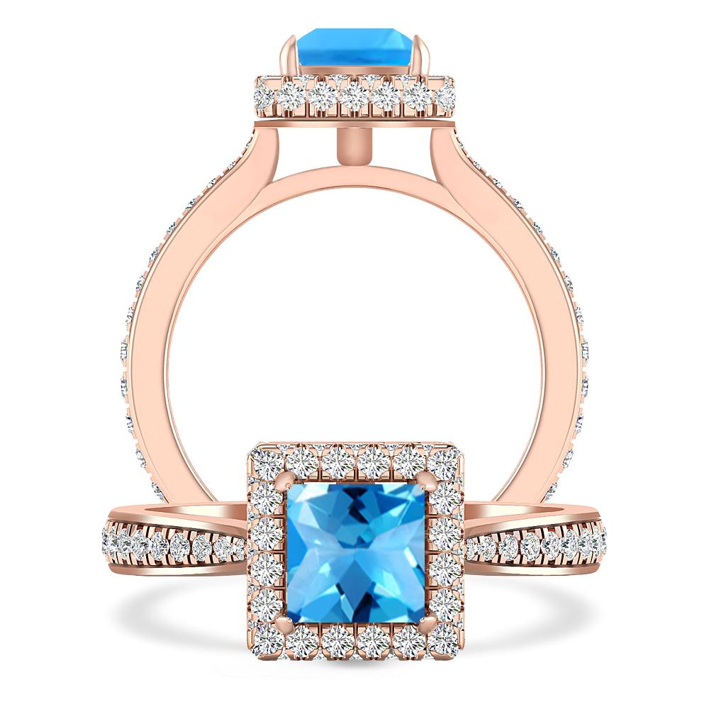 Rose Gold - Blue Topaz