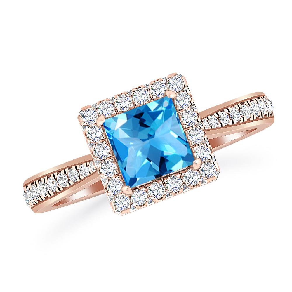 Rose Gold - Blue Topaz