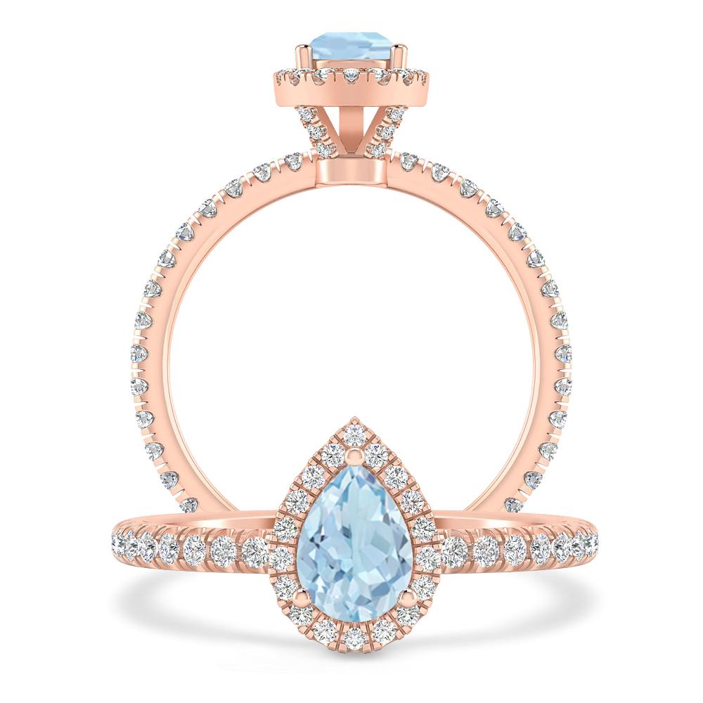 Rose Gold - Aquamarine