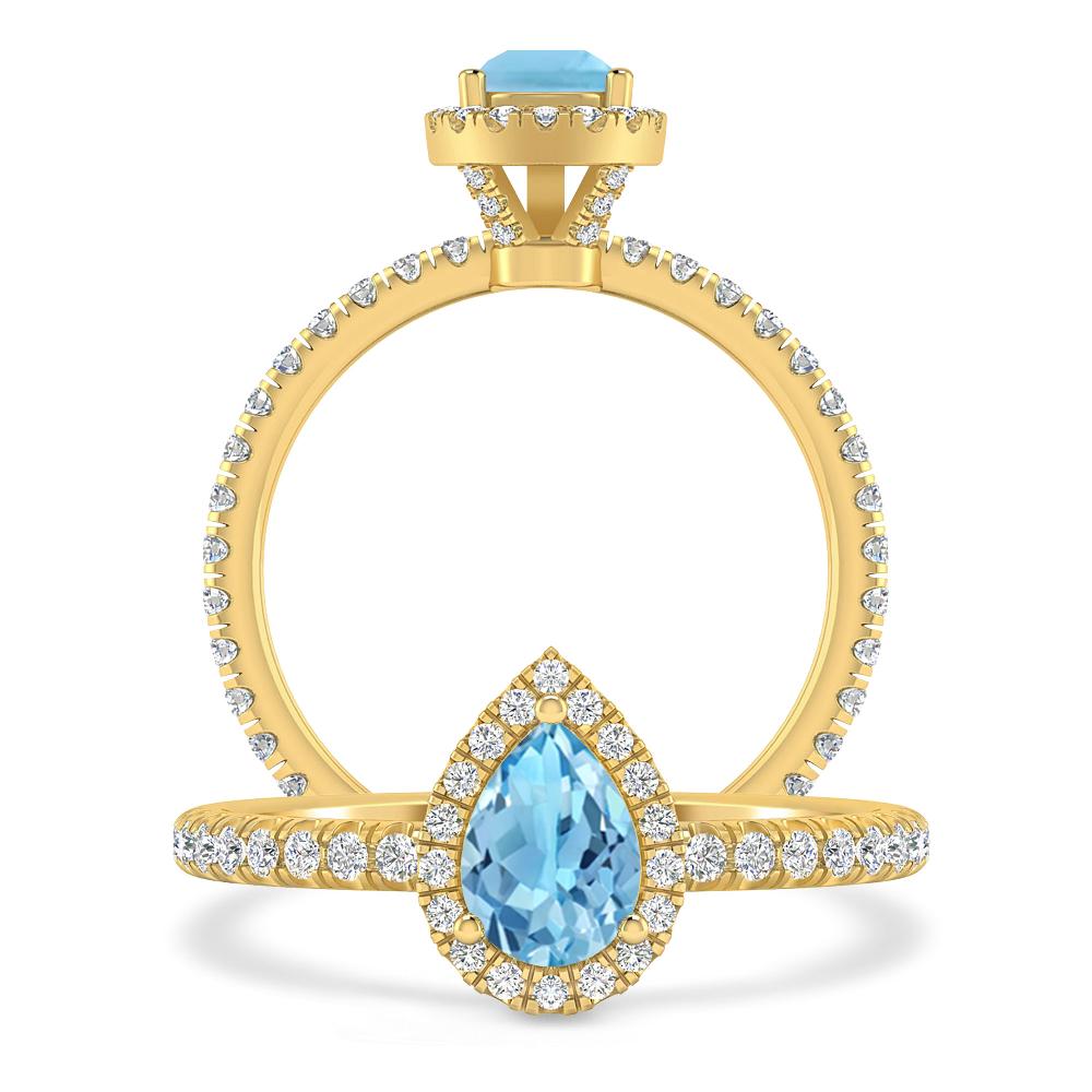 Yellow Gold - Blue Topaz