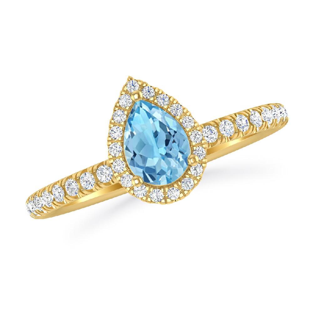 Yellow Gold - Blue Topaz