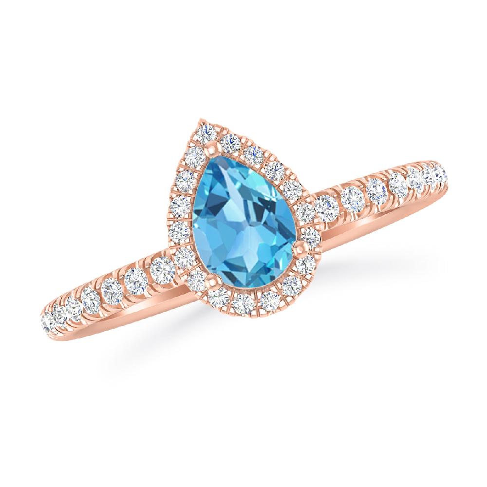 Rose Gold - Blue Topaz