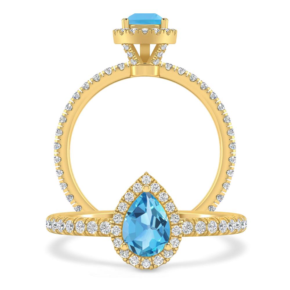 Yellow Gold - Blue Topaz