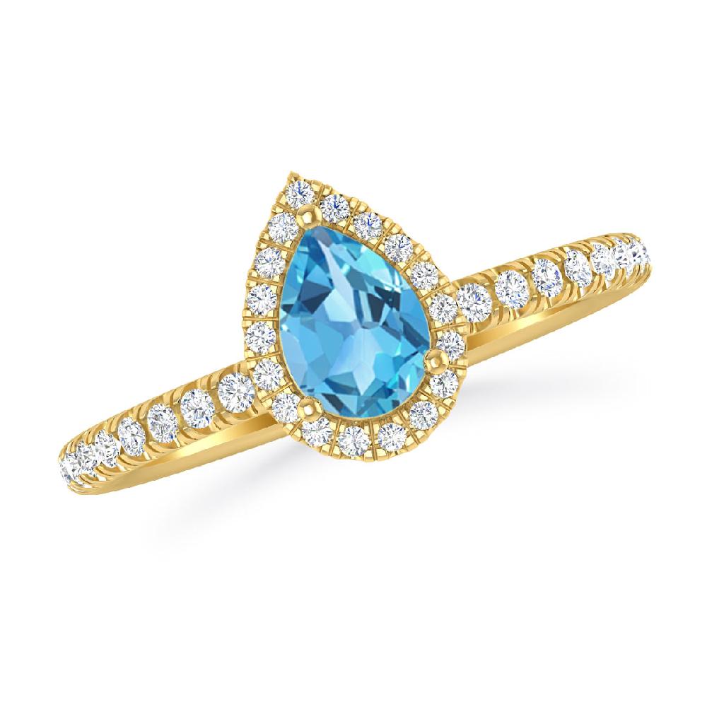 Yellow Gold - Blue Topaz