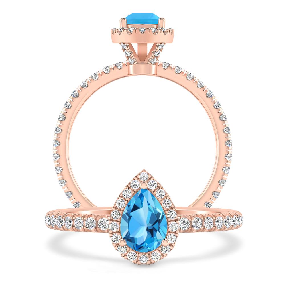 Rose Gold - Blue Topaz