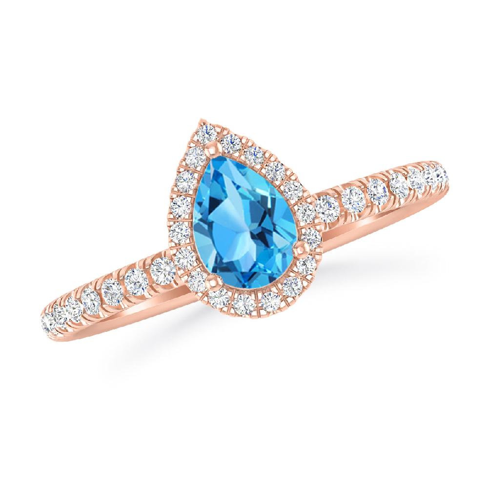 Rose Gold - Blue Topaz