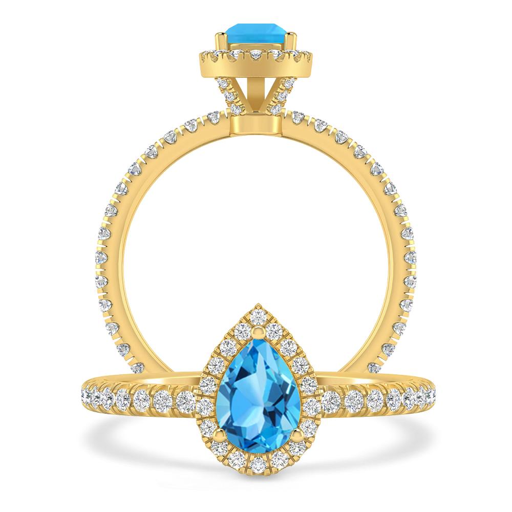 Yellow Gold - Blue Topaz