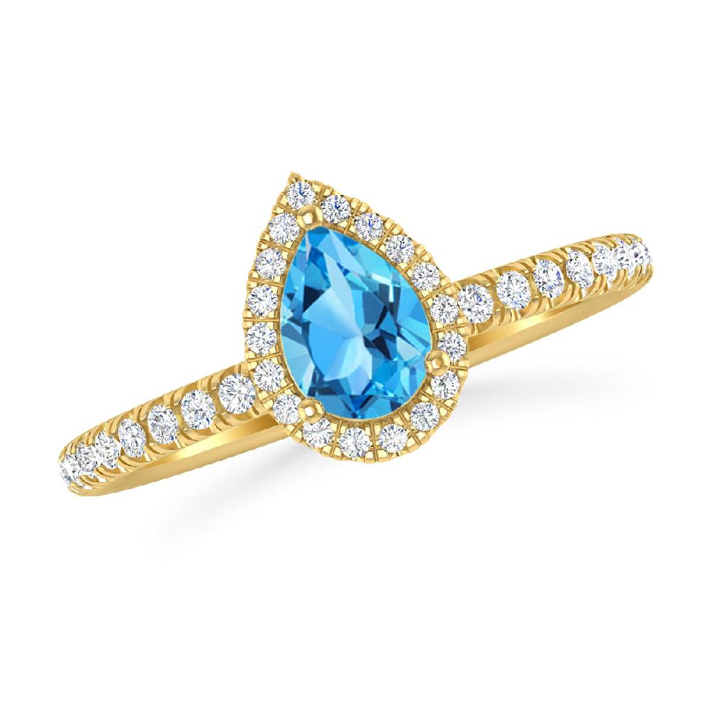 Yellow Gold - Blue Topaz