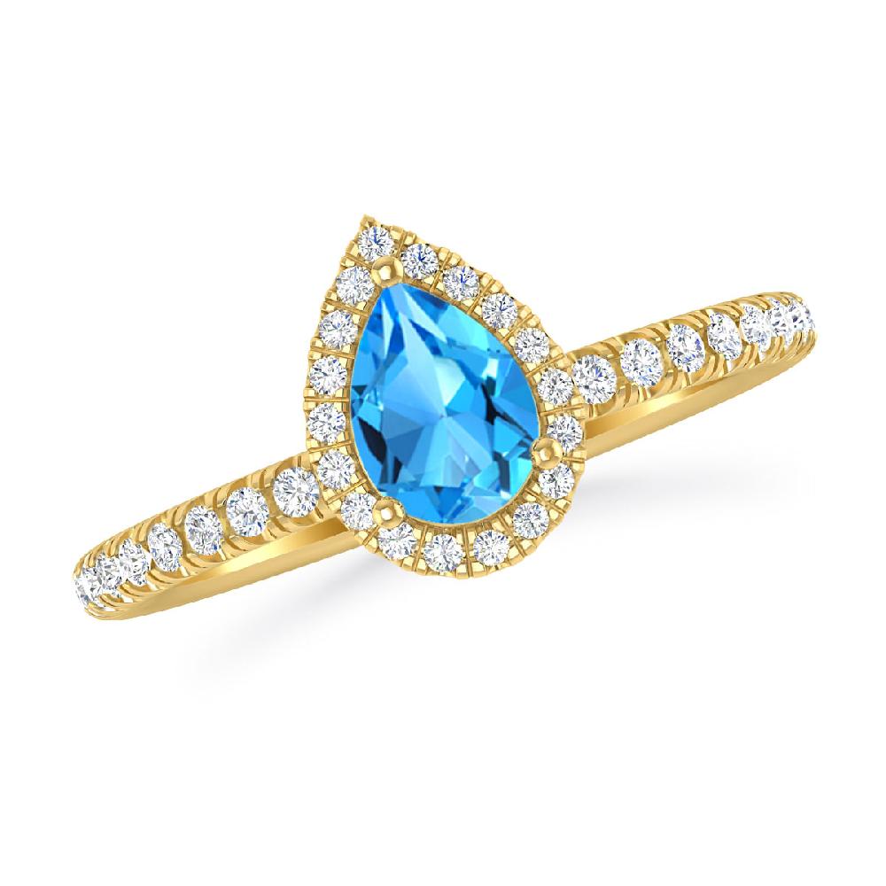 Yellow Gold - Blue Topaz