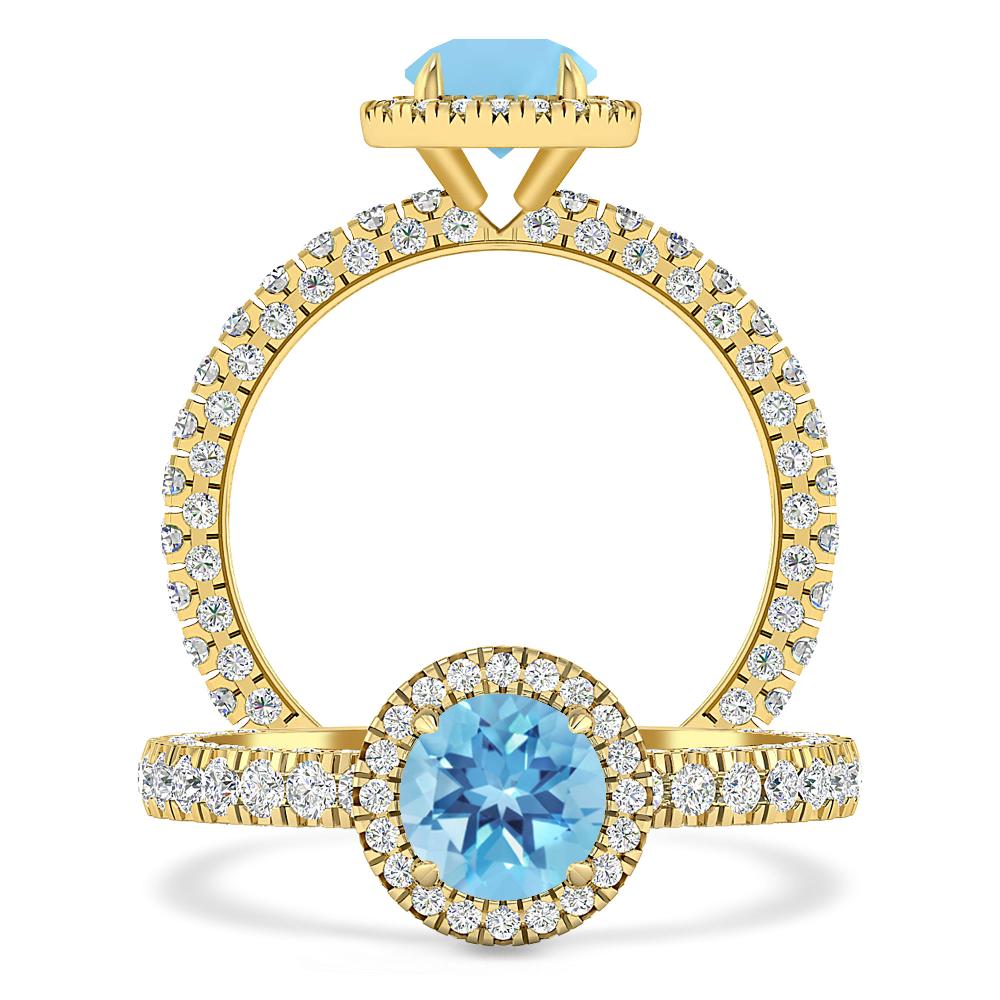 Yellow Gold - Blue Topaz