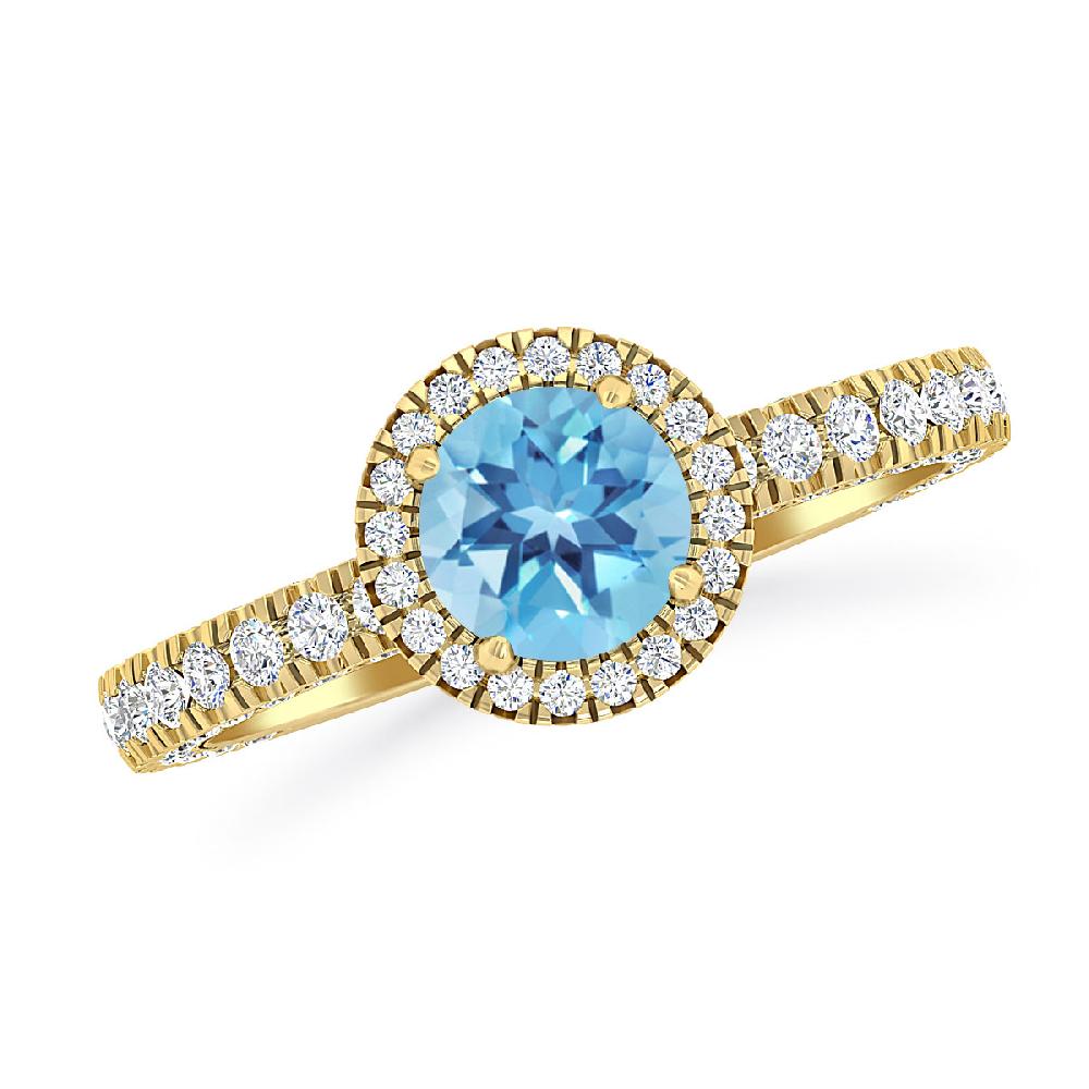 Yellow Gold - Blue Topaz