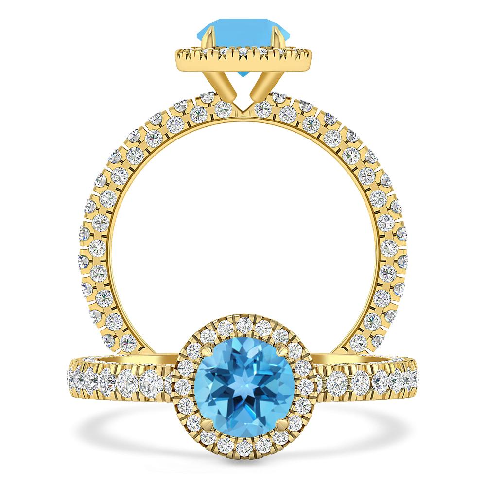 Yellow Gold - Blue Topaz