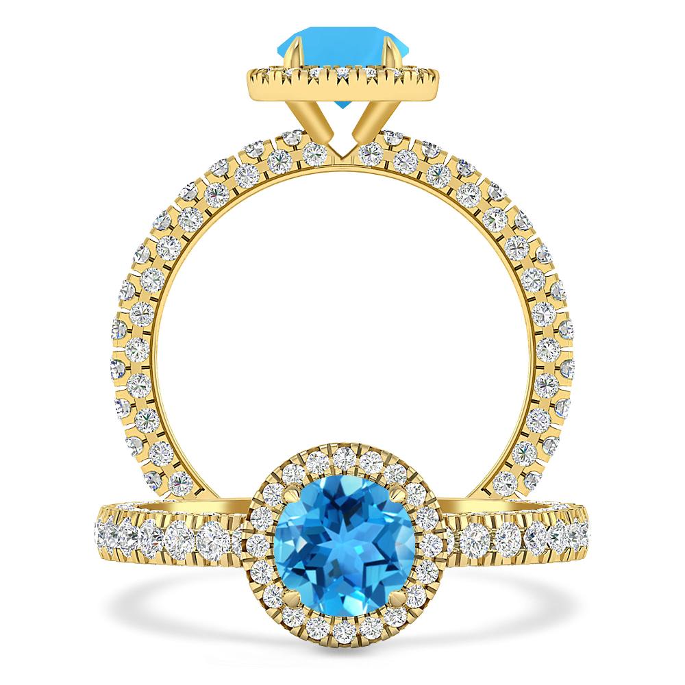 Yellow Gold - Blue Topaz