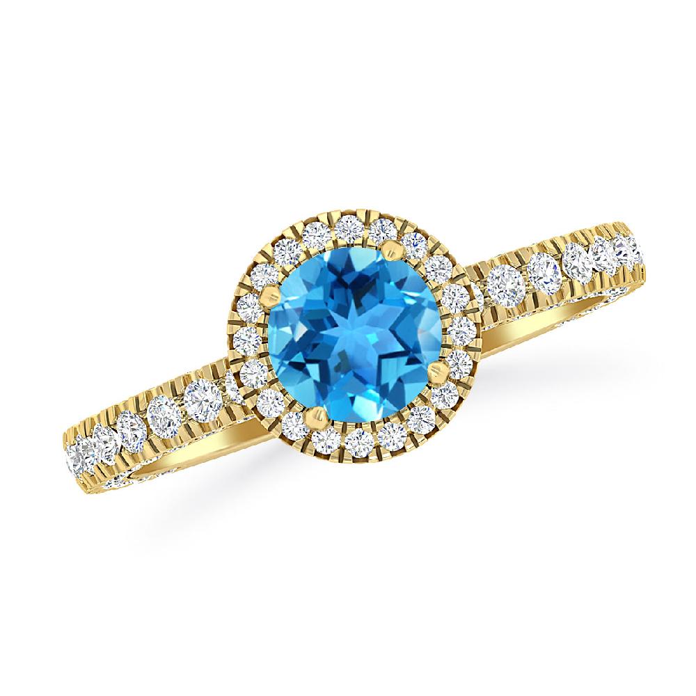 Yellow Gold - Blue Topaz