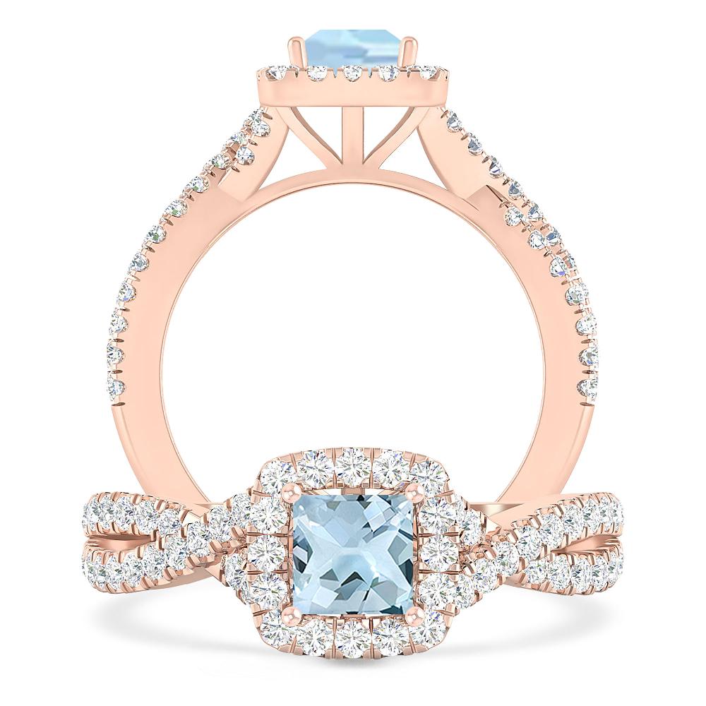 Rose Gold - Aquamarine