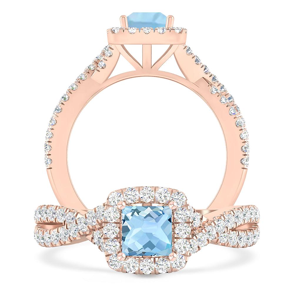 Rose Gold - Aquamarine