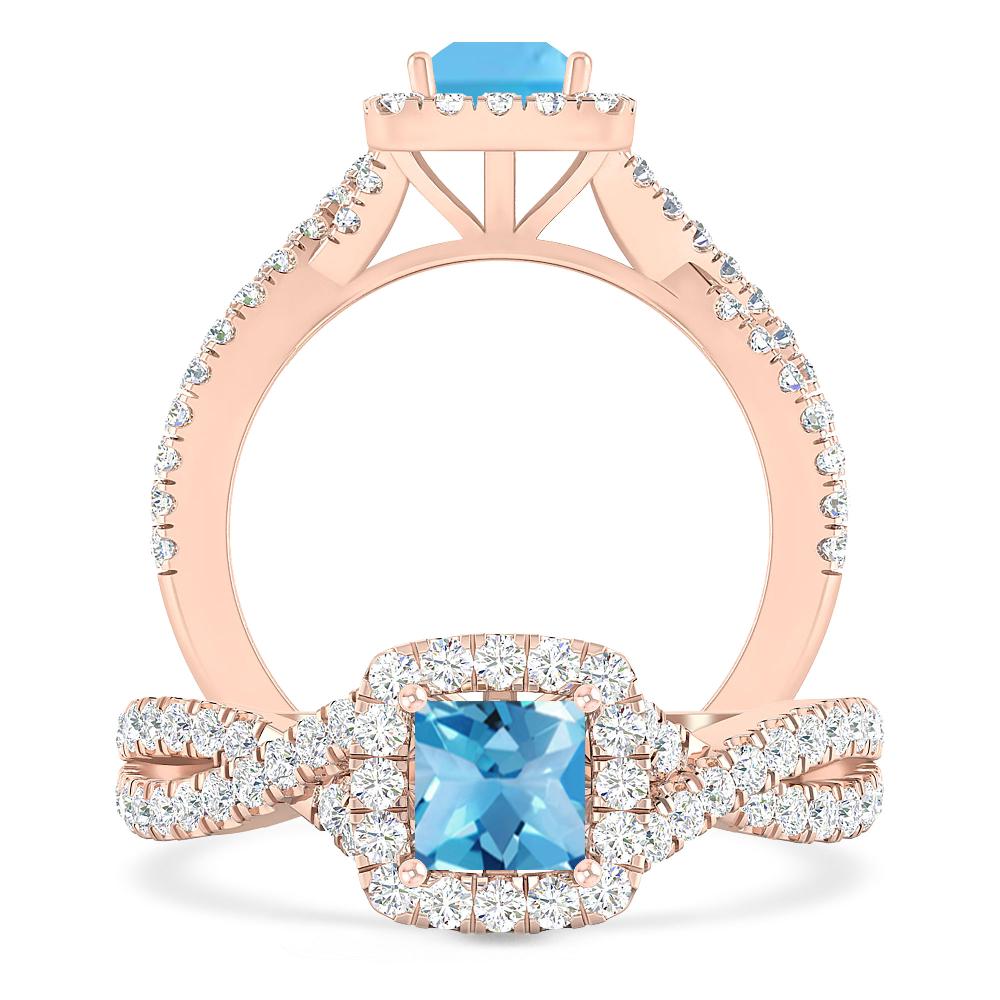 Rose Gold - Blue Topaz