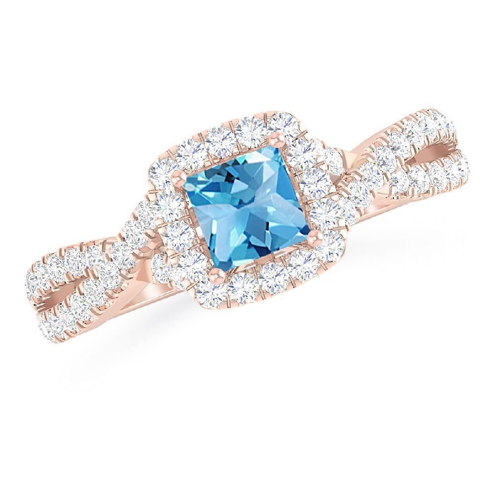 Rose Gold - Blue Topaz