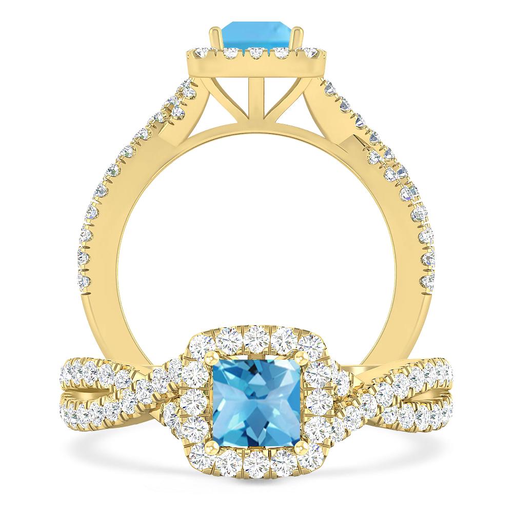 Yellow Gold - Blue Topaz