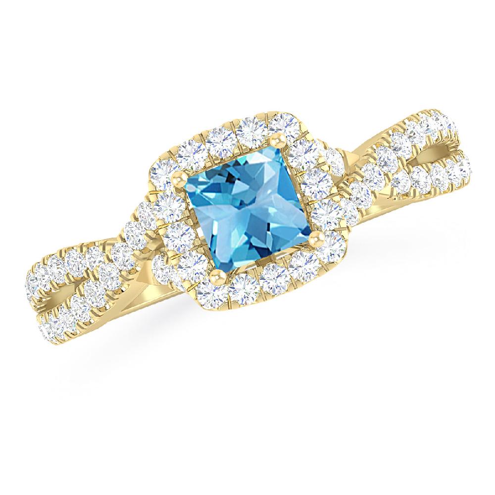 Yellow Gold - Blue Topaz