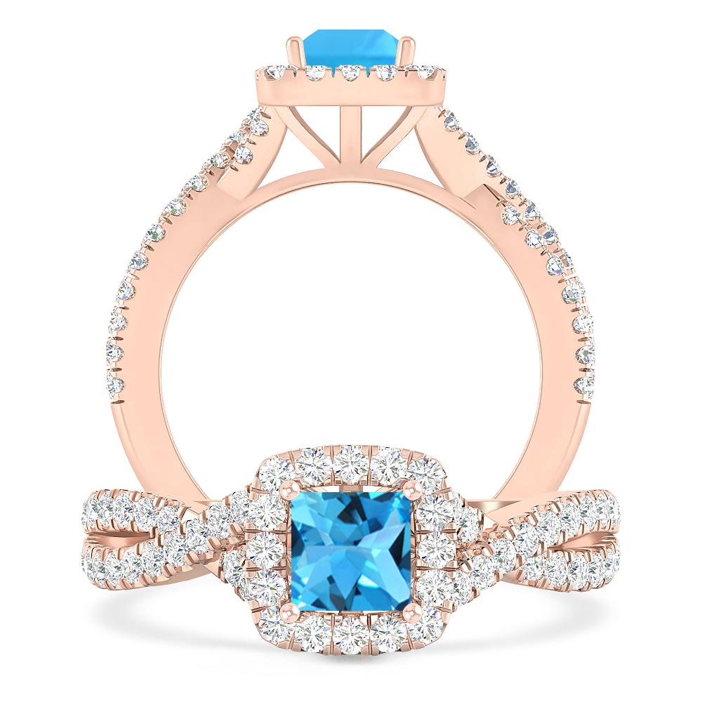 Rose Gold - Blue Topaz