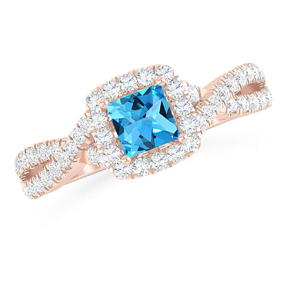 Rose Gold - Blue Topaz