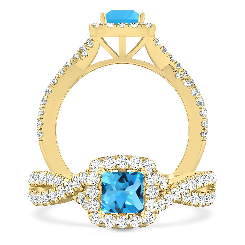 Yellow Gold - Blue Topaz