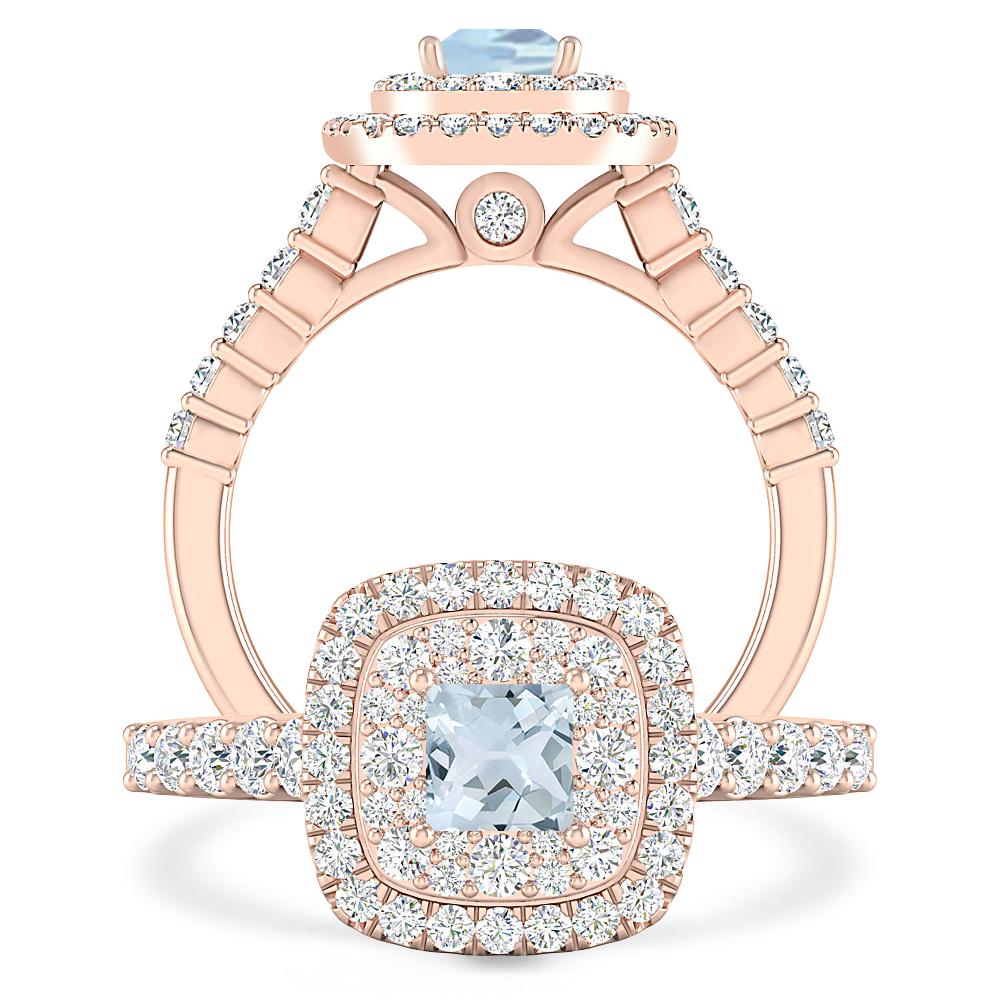 Rose Gold - Aquamarine