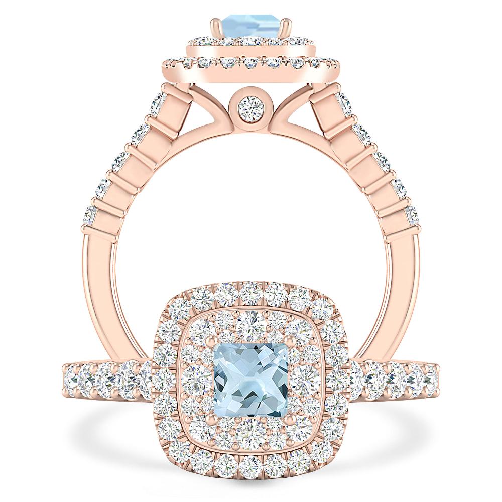 Rose Gold - Aquamarine