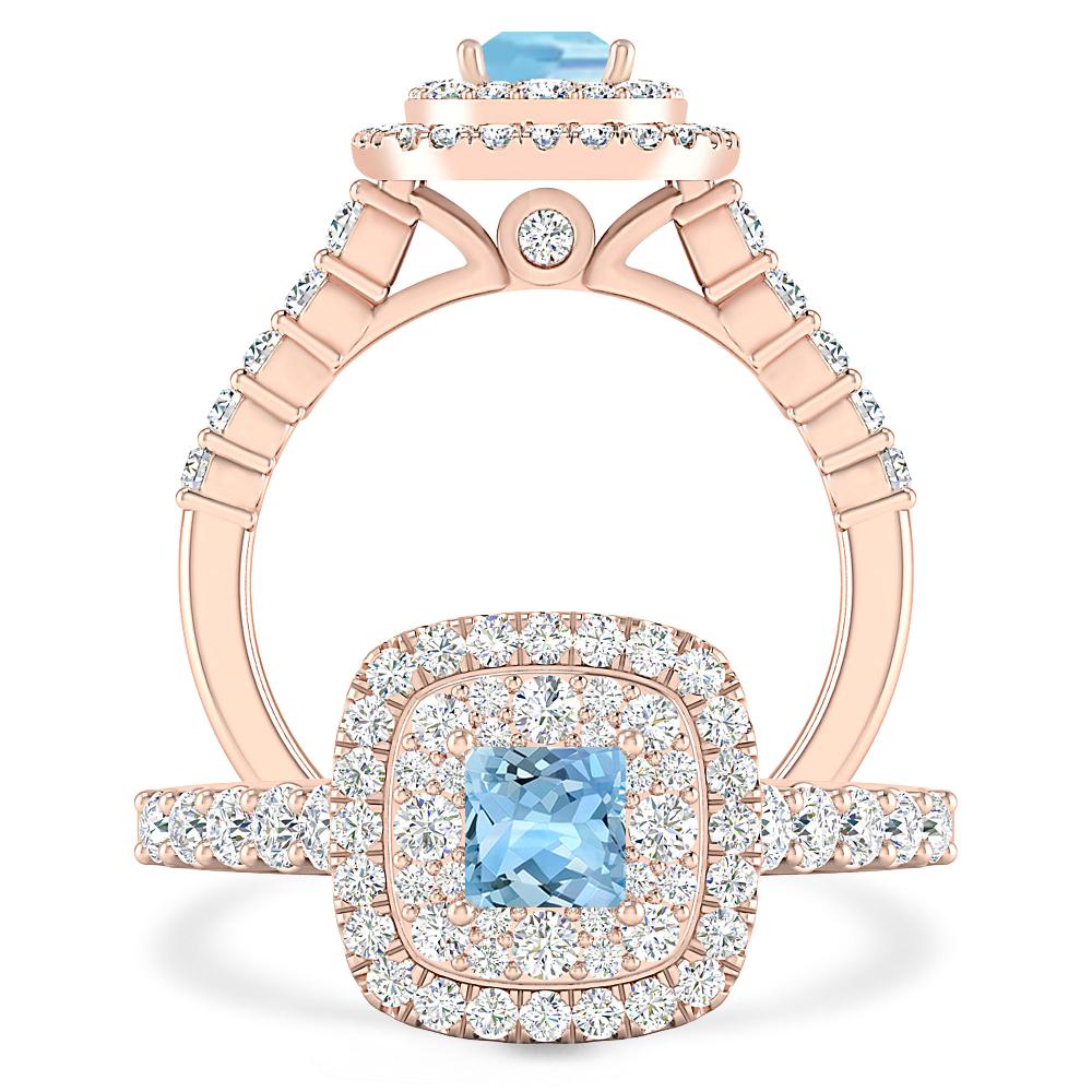 Rose Gold - Aquamarine