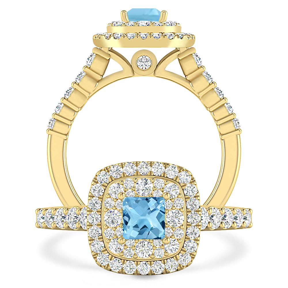 Yellow Gold - Blue Topaz