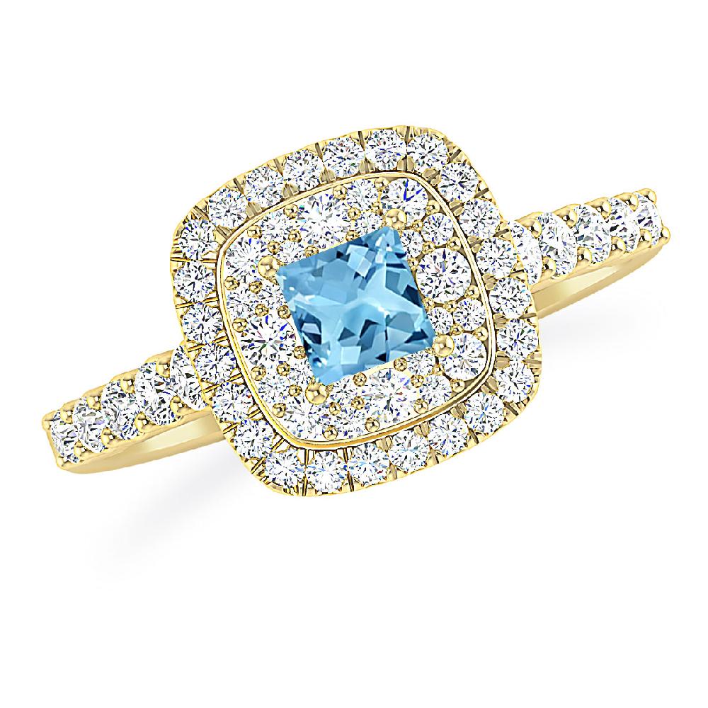 Yellow Gold - Blue Topaz