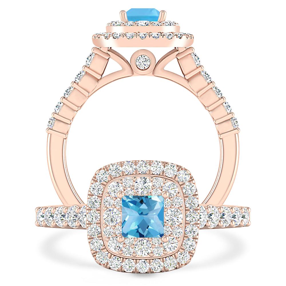 Rose Gold - Blue Topaz