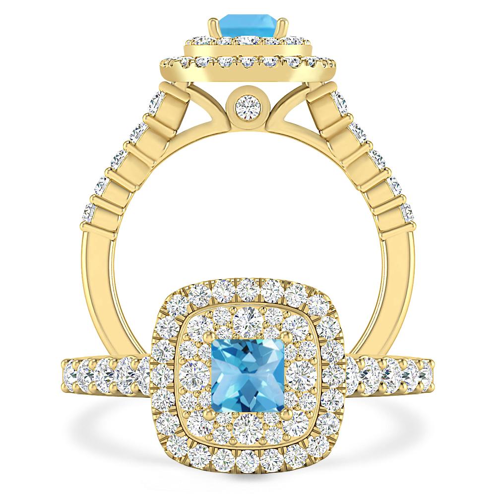 Yellow Gold - Blue Topaz