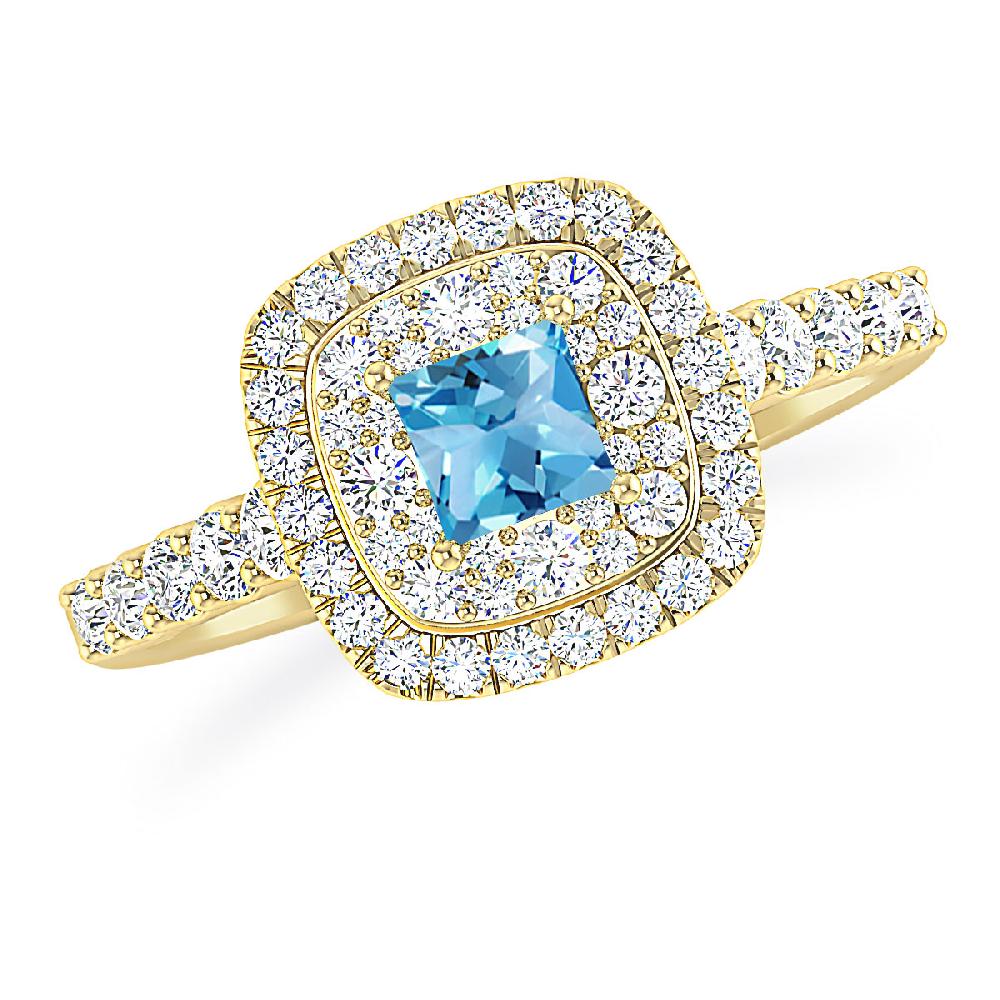 Yellow Gold - Blue Topaz